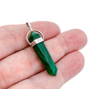 Estate Sterling Silver 925 Malachite Point Pendant